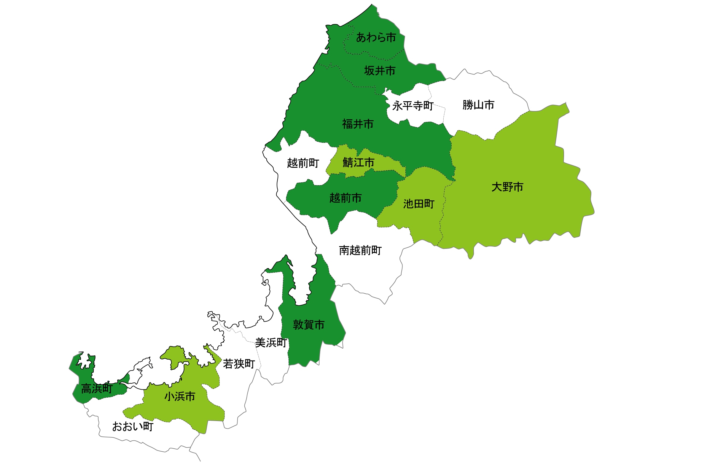 犯罪遭遇率の色分け地図・福井県