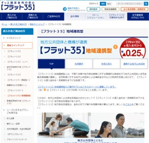 フラット35地域連携型のホームページ