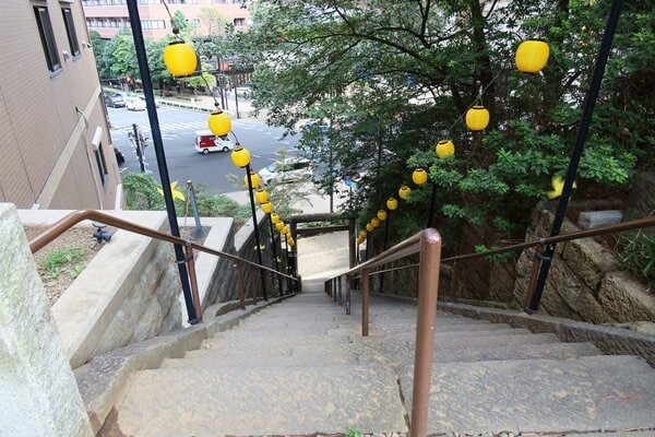 目黒区大橋の高台から低地を見下ろす