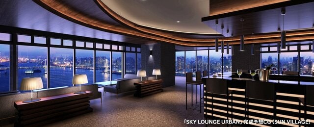  タワー棟「HARUMI FLAG SKY DUO」の48階にある「SKY LOUNGE URBAN」の完成予想CG