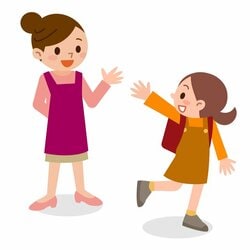 リビング階段　家族　挨拶