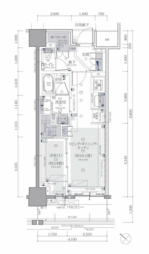 「Brillia月島四丁目」1LDK　38.36㎡　5,100万円　南西/北東