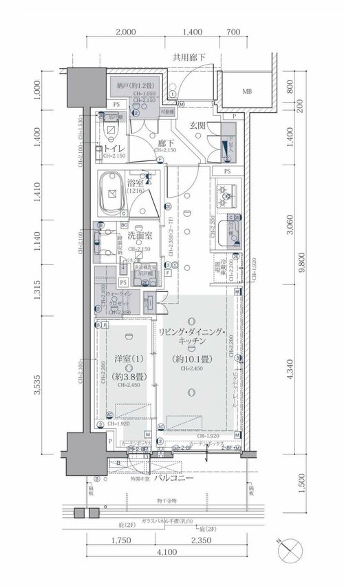 「Brillia月島四丁目」1LDK　38.36㎡　5,100万円　南西/北東