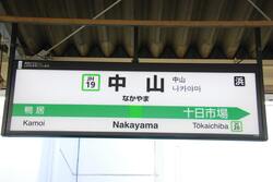 横浜線 中山駅の駅名表示板（出典：PIXTA）