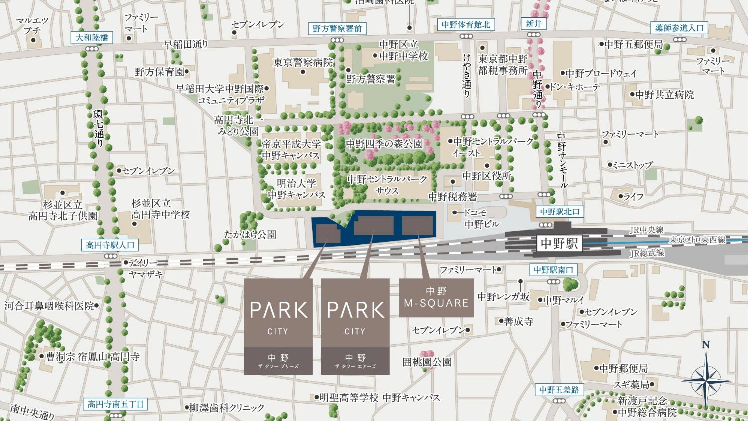 パークシティ中野の現地案内図（出典　公式HP）