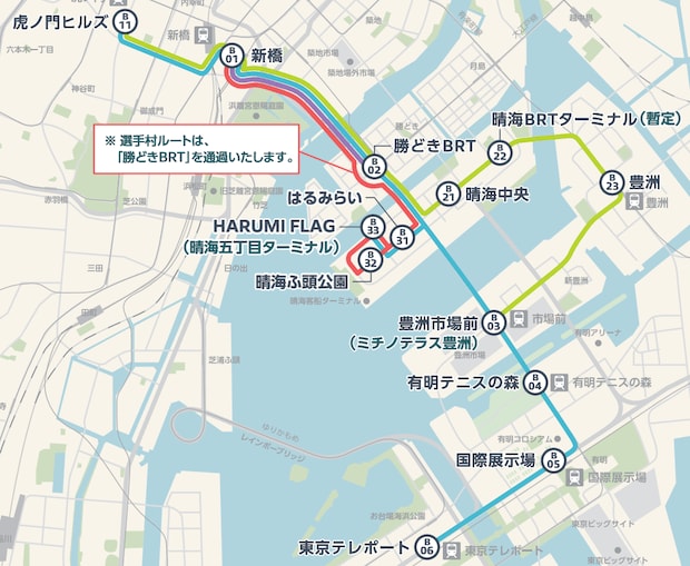 TOKYO BRTの路線図