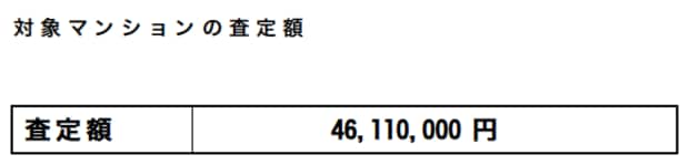 B社査定報告書の「対象マンションの査定額」の部分