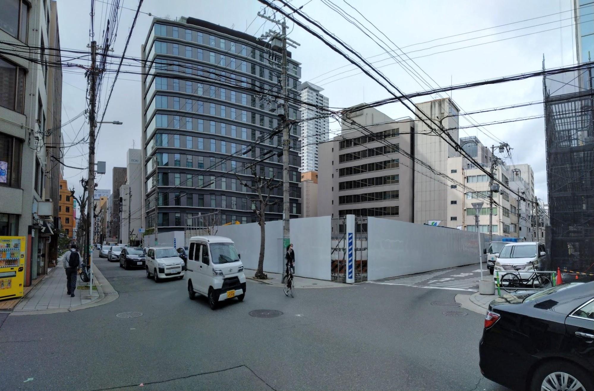 「(仮称)大阪市中央区平野町2丁目計画」現地南東側より。