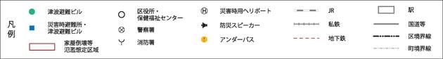 大阪市のハザードマップの凡例