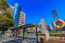 墨田区・再開発が進む錦糸町駅北口ロータリー