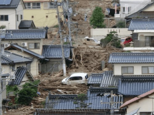 2014年豪雨による広島市の土砂災害の様子