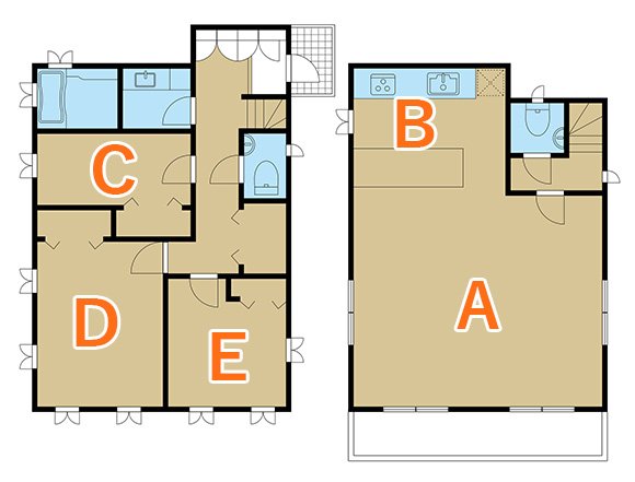 ゾーニングするには新居の間取り図の各部屋にアルファベットを振りましょう