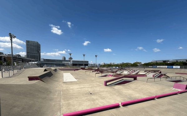 スケートボードの競技会場はそのまま利用されている「livedoor URBAN SPORTS PARK（有明アーバンスポーツパーク）」