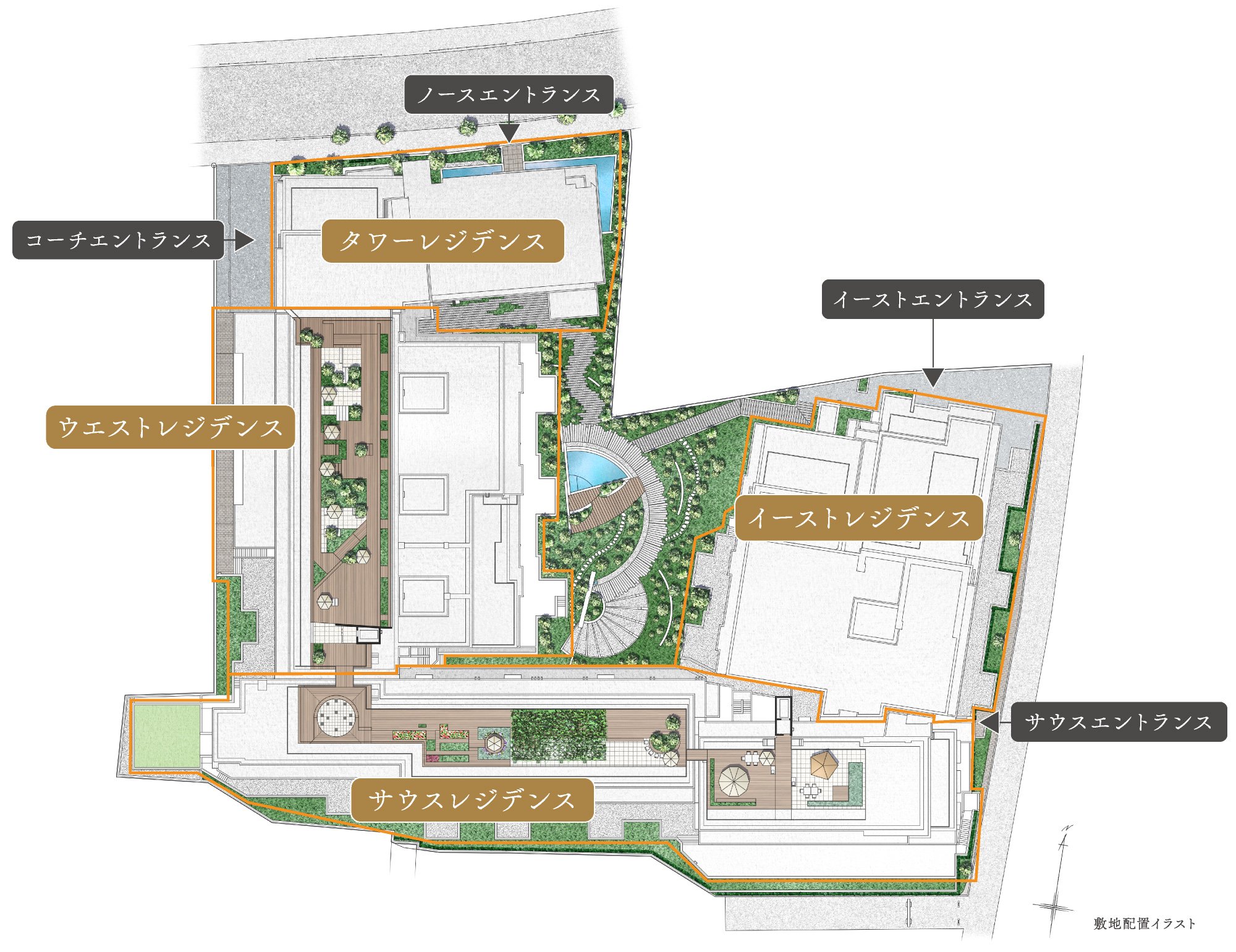 「パークシティ高田馬場」の敷地配置イラスト（公式ホームページより）