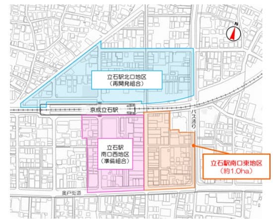 京成立石駅周辺の再開発エリア