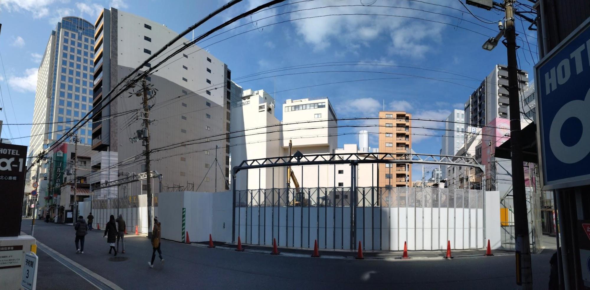 「（仮）パークタワー大阪心斎橋」現地南側（筆者撮影）
