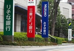 メガバンクの看板の写真