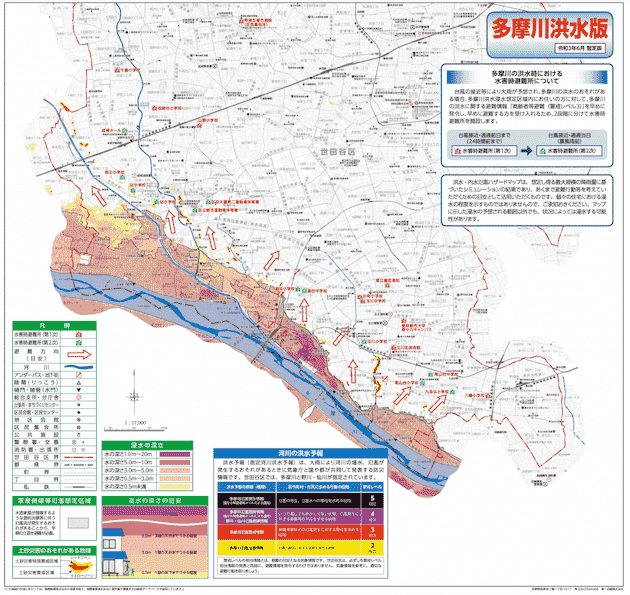 世田谷区の洪水ハザードマップ