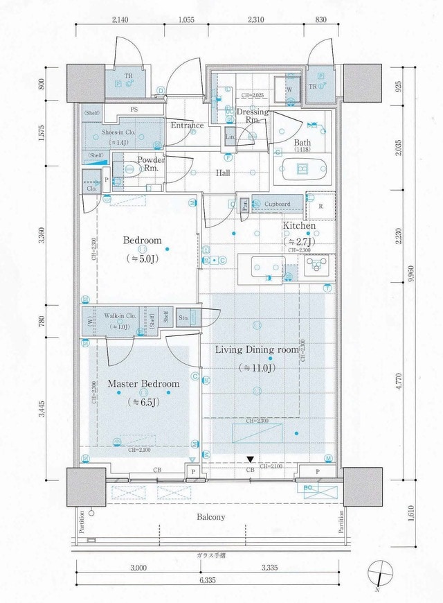 「パークタワー西新宿」の価格と間取り。61Dタイプ　2LDK（61.93㎡）36階（プレミアムフロア）・北　価格：1億1950万円