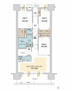 サウスレジデンス（南向き） 5階、68.75㎡、3LDK……3,830万円