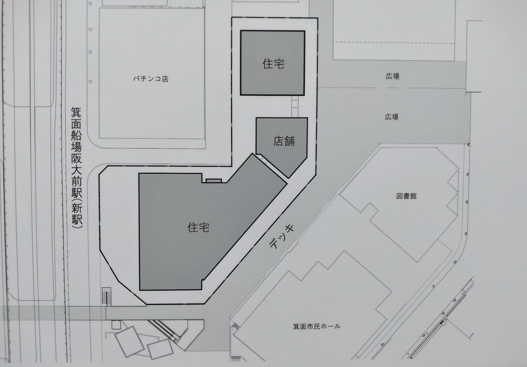 「W TOWERS 箕面船場」現地看板（2024年5月筆者撮影）