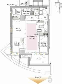 Aタイプ　3LDK（65.27㎡） バルコニー面積 7.27㎡